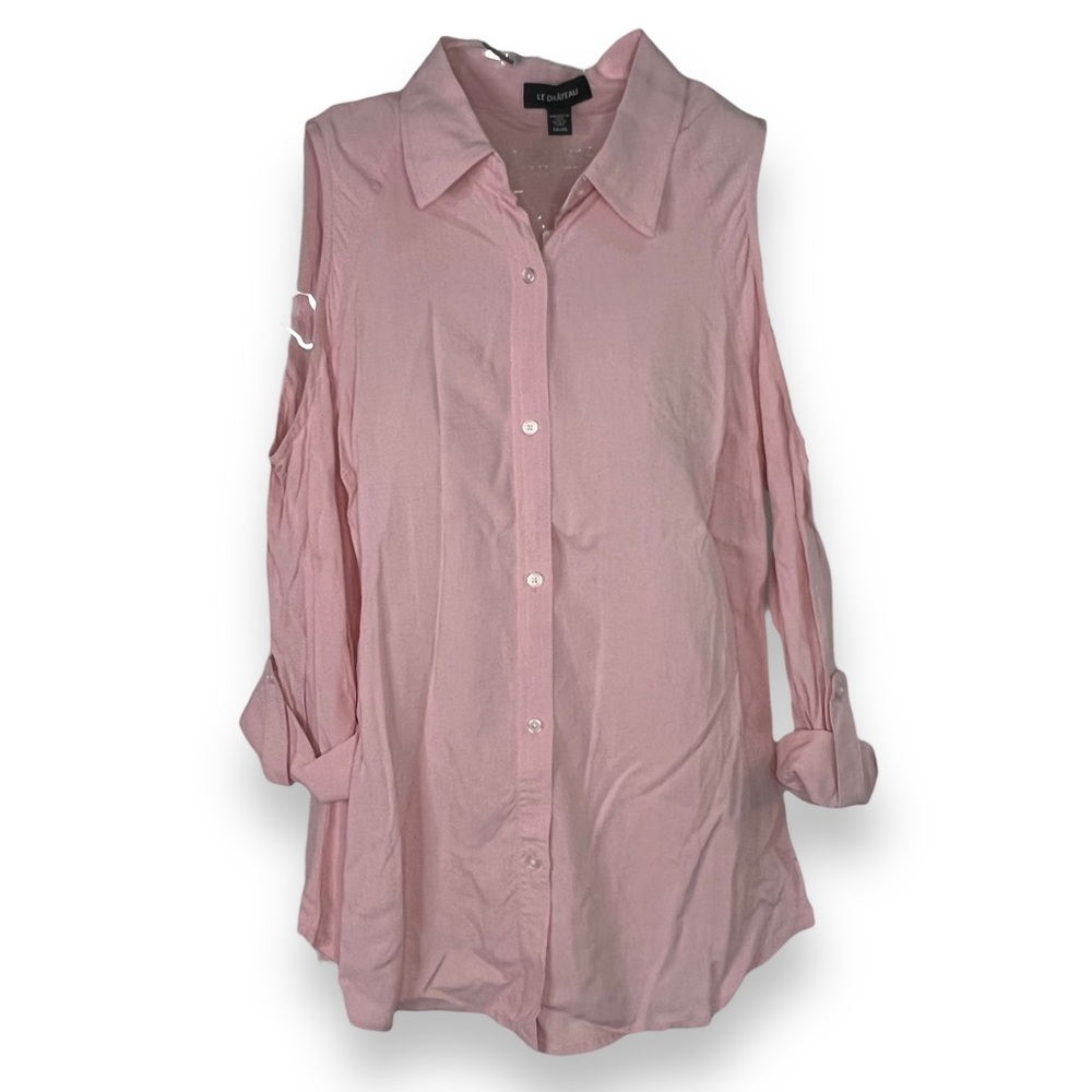 NEW Le Chateau Cold Shoulder Collar Button Up Long Sleeve Shirt Women’s XS or XL